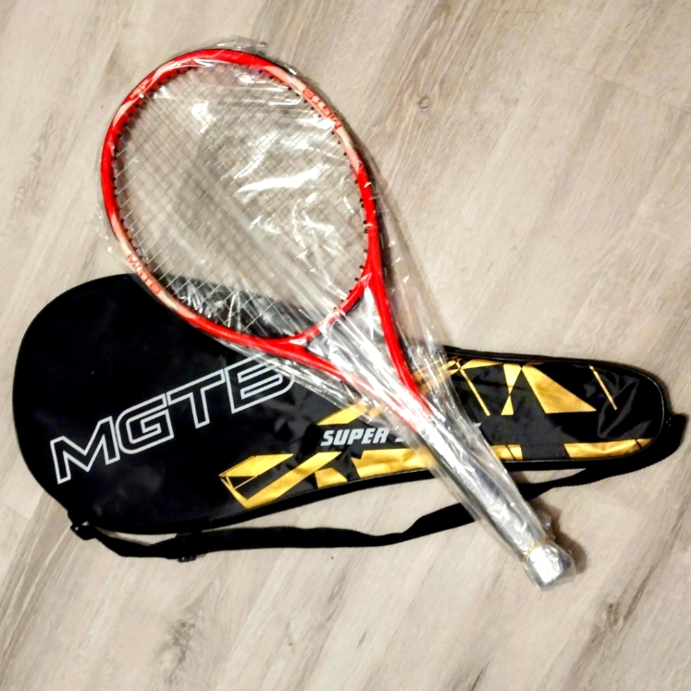MGTB Beginner Professional Tennis Racket & Black Gold Shoulder Bag With Strap